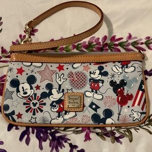 Dooney & Bourke Red, Navy & Tan Mickey Mouse Wristlet